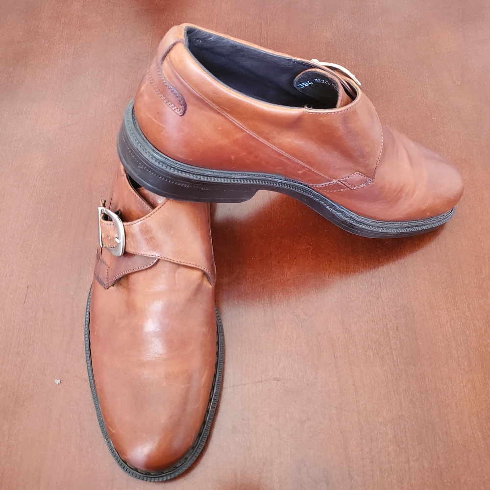 Bacco Bucci Men's Brown Leather Loafers With Buckle Size 10.5